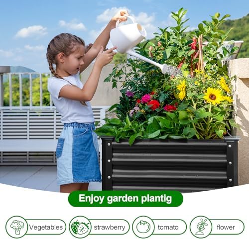 Land Guard 2Pcs Galvanized Raised Garden Bed with Legs, 48×24×32in Large Metal Elevated Raised Planter Box with Drainage Holes for Backyard, Patio, Balcony, 400lb Capacity (Gray) - Image 5