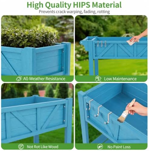 HIPS All-Weather Raised Garden Bed with Legs,47.2"L x 17.3"W x 29.7"H - Image 6