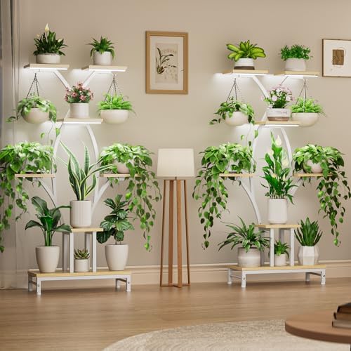 Plant Stand Indoor with Grow Lights - 7 Tiered Metal Corner Shelf for Multiple Plants, 64.2" Corner Plant Stand for Indoor Plants, X-Shaped Plant Rack for Home, Living Room, Office & Patio Decor - Image 3