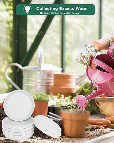 vensovo 6 Inch White Terracotta Plant Saucers, 6 Pack Small Clay Trays - Image 3