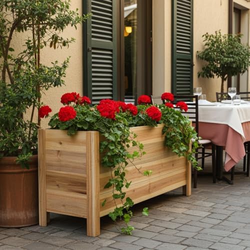 Tall Cedar Raised Garden Planter Box with Legs – Elevated Design for Comfortable Gardening, Custom Sizes for Home, Patio & Commercial Use (46" L x 16.5W x 25") - Image 4