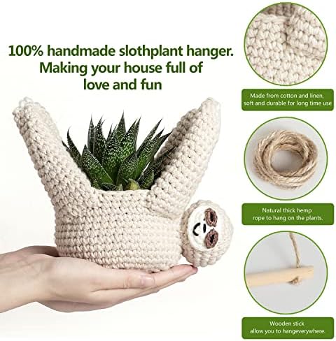 Evbopa Sloth Gifts Sloth Plant Hanger Plant Gifts Macrame Hanging Planter - Image 5