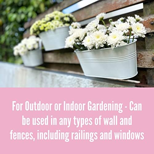 LaLaGreen Outdoor Rail Planter (11.8 in, 8 Pack) White Metal Fence Buckets - Image 4