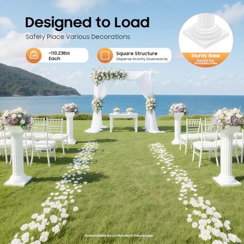 Wedding Roman Columns 4Pcs 34.65" Adjustable Height Plastic Stand Roman Pillar Greek Statue Plant Stand Elegant Wedding Event Party Decorative Column Pedestal Flower Holder (Type D, 4Pcs, 10.63x34.65 Inch) - Image 3