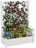 Elevated Raised Garden Bed with Trellis,Resin Planter Boxes Outdoor for Backyard Balcony,Large Patio Planter Box for Herbs Flowers Vegetables(Ashen) by ASKPASS