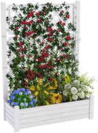Elevated Raised Garden Bed with Trellis,Resin Planter Boxes Outdoor for Backyard Balcony,Large Patio Planter Box for Herbs Flowers Vegetables(Ashen) by ASKPASS