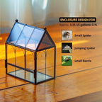 NCYP Small Glass Terrarium Enclosure with Mesh for Jumping Spiders, Micro House Shaped Small Spiders Vented Glass Terrarium, Home Decor Black, 5.8" x 3.8" x 7" (No Plants) - Image 2