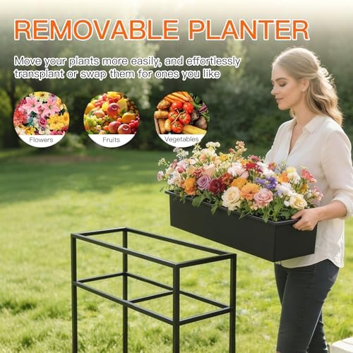 Raised Garden Bed Elevated Planter Box with Legs Black - Image 3