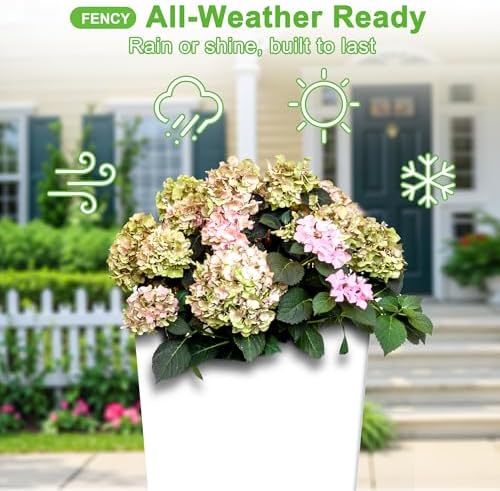 FENCY Set of 2 Tall Outdoor Planters for Climbing Plants, White - Image 4