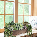 Winlyn Artificial Succulent Arrangement 15" Assorted Succulents Plants in Brown Rectangular Wooden Box Faux Potted Succulents Plant for Farmhouse Home Table Centerpiece Mantel Shelf Kitchen Décor - Image 4