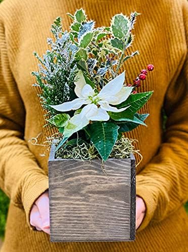 Wooden Planter Box, Rustic Barn Wood with Plastic Liner l Garden Decor l Restaurant and Wedding Decorations l Wedding Bouquets, Table Centerpiece (5x5 Set of 4, Natural) - Image 6