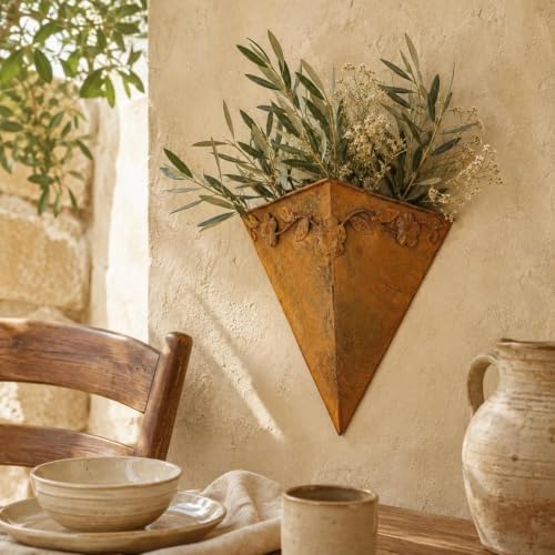 LOGOFUN Rustic Metal Wall Planter Cone Shaped Hanging Flower Pot - Image 6