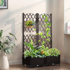 Raised Garden Bed with Trellis, Outdoor Free-Standing Trellis Planter Box with Drainage Holes, Privacy Planter for Patio, Above Ground Elevated Garden Bed for Outdoor Climbing Plants Vines (Brown) - Image 4