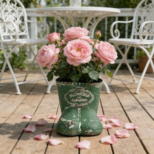 Vintage Distressed Metal Boot Planter with Bird Accent Farmhouse Decorative Plant Pot for Succulents, Small Plants & Floral Arrangements, Boot-Shaped Flower Pot for Indoor Outdoor Garden Balcony Decor - Image 7