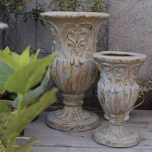 VISIBLE Vintage European Large Garden Urn Planter, Cement and Fiber Flower Pot, Decorative, 24.8 Inche Tall, Make Rust Finished, Wrap Foam Safely Delivered from Local Warehouse (Vintage, Large) - Image 3