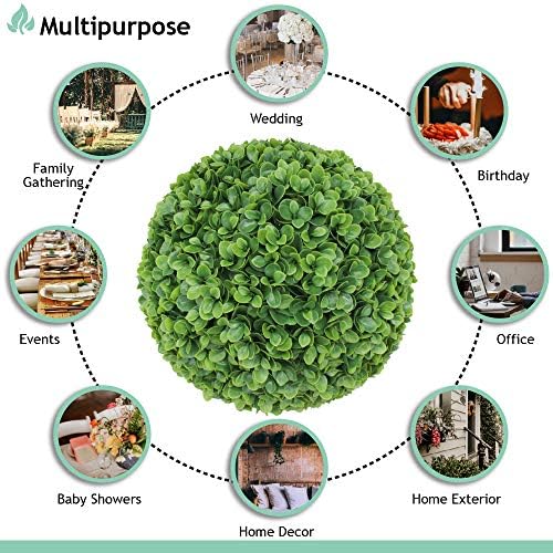SunnyRoyal Topiary Ball Artificial Outdoor Boxwood Balls Topiary Lifelike Plants, Round Topiary for Indoor/Outdoor Decore, Lechguguilla 15 Inch, 6 Pieces - Image 5