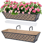 hehimhis 24 Inch 2 Pack Railing Planter Box with Adjustable Bracket,Window Planter Boxes Outdoor for Porch,Balcony Planters Railing Hanging,Fence,Patio Hanging Planters for Garden by Hehimhishome