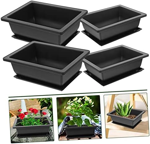 8 Sets Rectangular Plastic Flower Pots with Tray for Gardening Xmas - Image 5