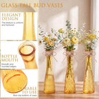 Set of 12 Yellow Glass Bud Vases for Centerpiece, Assorted - Image 3