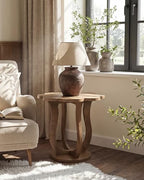 LITTLE TREE Side Table, Flower End Table, Wood Nightstand, Rustic Brown - Image 5