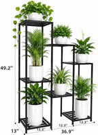 Metal Heavy Duty Plant Stand Indoor Outdoor,7-Tier Tall Plant Stands Holder,Wrought Iron Plant Shelves for Multi Large Pots,Black Tiered Flower Display Riser for Living Room,Patio,Balcony - Image 2