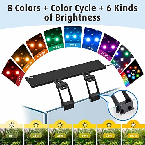 hygger Clip On Full Spectrum Aquarium LED Light, 42W Day-Night Dual Timer Sunrise-Day-Sunset-Moon Fish Tank Light, Adjustable Timer Brightness with 9 Colors for Planted Tank - Image 4
