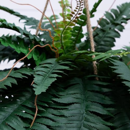 Nearly Natural 22 in Artificial Boston Fern Hanging Basket for Home Decor - Image 4