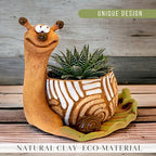 NA Home Decor Ceramic Flower Pot Planter 7.9x7.9x6.5-inch Kitchen Pot Succulent Planter, Baby Snail Handmade Ceramic Terracotta (Snail) - Image 3
