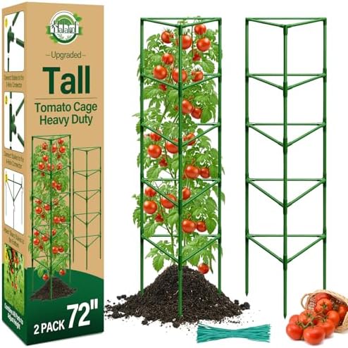 Halatool 2 Pack 72" Tall Tomato Cages for Garden, Large Tomato Trellis by HALATOOL