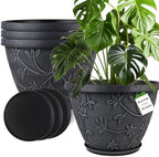 Nooulap 4 Pack 16 Inch Large Plant Pot for Outdoor, Gray by Nooulap