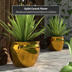 Red Lantern 16" Solid Gold Porcelain Fishbowl Planter - Image 2