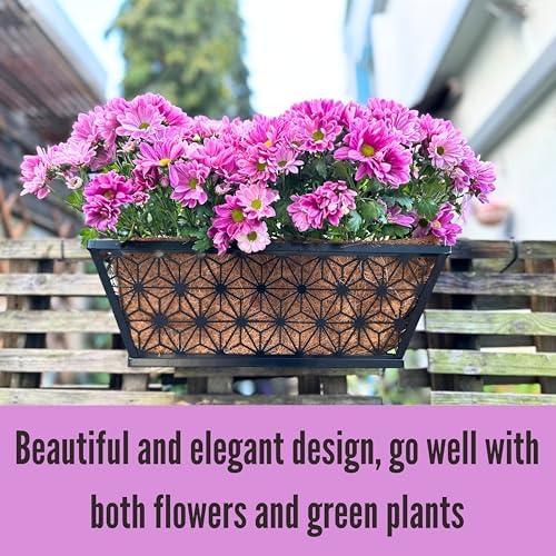 LaLaGreen Garden Wall Planter (16 in, 2 Pack) Black Patio Window Flower Box - Image 6