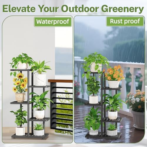 iDavosic.ly Plant Stand with Grow Light Indoor Outdoor, 4 Tier Tall, Black - Image 6