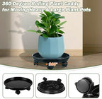 Planterhoma 6 Packs Plastic Plant Caddy with Casters 12” Plant Dolly Heavy Duty Rolling Plant Stand with Wheels for Indoor and Outdoor Large Heavy Plant Pot Rollers, Black and Grey - Image 6