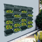 Vertical Wall Planter with 24 Pots, Hanging Garden Plant Flowerpot Holder, Stackable Wall-Mounted Planter, Balcony Planters for Flowers Vegetables Fruits (Army Green, 24 Pots) - Image 7