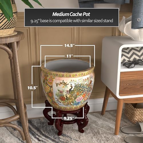 Red Lantern 14" Satsuma Porcelain Fishbowl Planter - Image 4