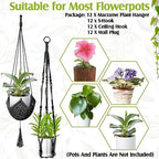 Hoteam 12 Pcs Macrame Plant Hangers Macrame Hanging Planters for Indoor Plants Handmade Boho Hanging Baskets Flower Pots Holder for Outdoor Home Wall Decor - Image 5
