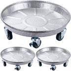 3 Packs Metal Plant Caddy with Wheels 16 inches Rolling Plant Stand Heavy Duty Plant Dolly with Casters for Indoor and Outdoor Large Planter Casters Potted Plant Mover, Silver-black by Planterhoma
