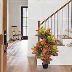 Briful 3.4ft Artificial Croton Tree for Fall Decor, Faux Croton Tree with Colorful Variegated Leaves and Pot, Indoor & Outdoor Floor Plant, Home Modern Farmhouse Decor, Autumn Harvest Thanksgiving - Image 6