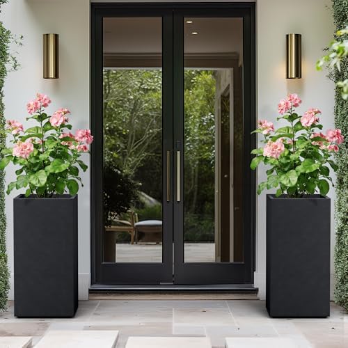 Kante Large Column Square Black Concrete Planter 27.6" H, Outdoor - Image 5