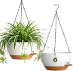 12 Inch Large Self Watering Hanging Planters 2 Pack with Saucers by Areutxbis