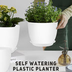 YNNICO Plant Pots 12/10/9 inch Set of 3, Flower Pots with Multi Mesh Drainage Holes, Large Planters for Indoor Outdoor Garden Plants and Flowers. (White) - Image 5
