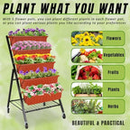 Homdox 3.74FT Vertical Garden Bed, 5 Tiers Raised Garden Planter, 23 * 26 * 45Inch Outdoor Stand with 4 Hooks for Vegetable Flower, Patio Yard, Brown - Image 5