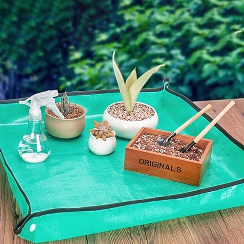 Indoor Plant Gardening Mat, Repotting Matfor Indoor Plant Transplants and Soil Control, Thickened Waterproof Garden Mat (Color : Green, Size : 39.3 * 47.2inch) - Image 7