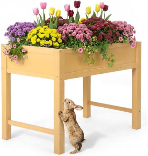 PASAMIC Elevated Planter Box 38×24×28 Inch, HIPS Raised Plant Bed with Support Legs, Heavy Duty 180 lbs Load Bearing, Large Reinforced Planter for Vegetables, Ideal for Yard, Balcony, Oak - Image 3
