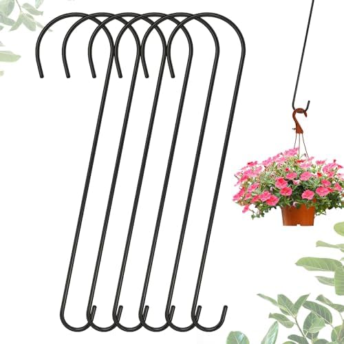 6 Packs 24 Inch Long S Hooks for Hanging Plants,Extra Large S Hooks,Metal Bird Feeder Hooks, Rustproof Garden Planter Hanger for Tree Branch, Basket, Lanterns, Wind Chimes, Outdoor Use by Dapute