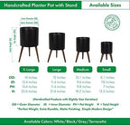 D'vine Dev 8 Inch Planter Pot with Wood Stand, Black, 88-O-A-2 - Image 3