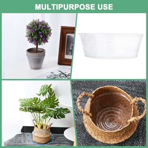 M METERXITY 5-Pack Plastic Plant Saucer, 13.4 Inch Clear Thin Plant Saucer Drip Tray for Indoor/Outdoor, Planter Liners Nursery Pots - Image 5