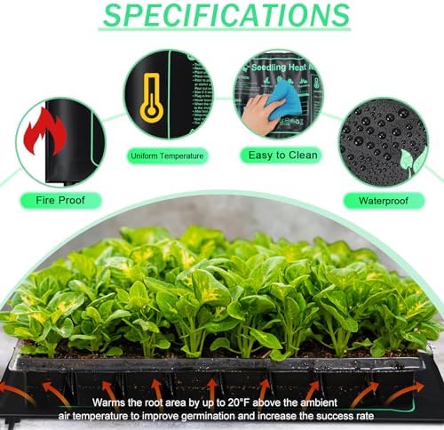 ROCEEI 8 Pack Seedling Heat Mat 10" X 20.75" Waterproof Seed Starter - Image 2