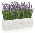 14" Artificial Lavender Plant Fake Lavender Flower Arrangement in Wood Box by VillaComo